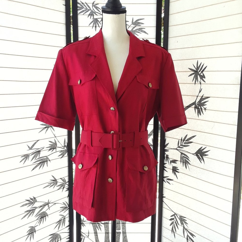 Vintage 1980s Red Linen Blend Oversized Blazer